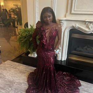 Custom Burgundy formal prom dress